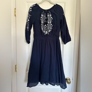 Navy Blue Embroidered Dress